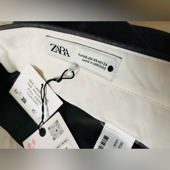 ZARA WOMAN XS ZW COLLECTION STRAIGHT-FIT WOOL TROUSERS Pants GREY New - Picture 11 of 11